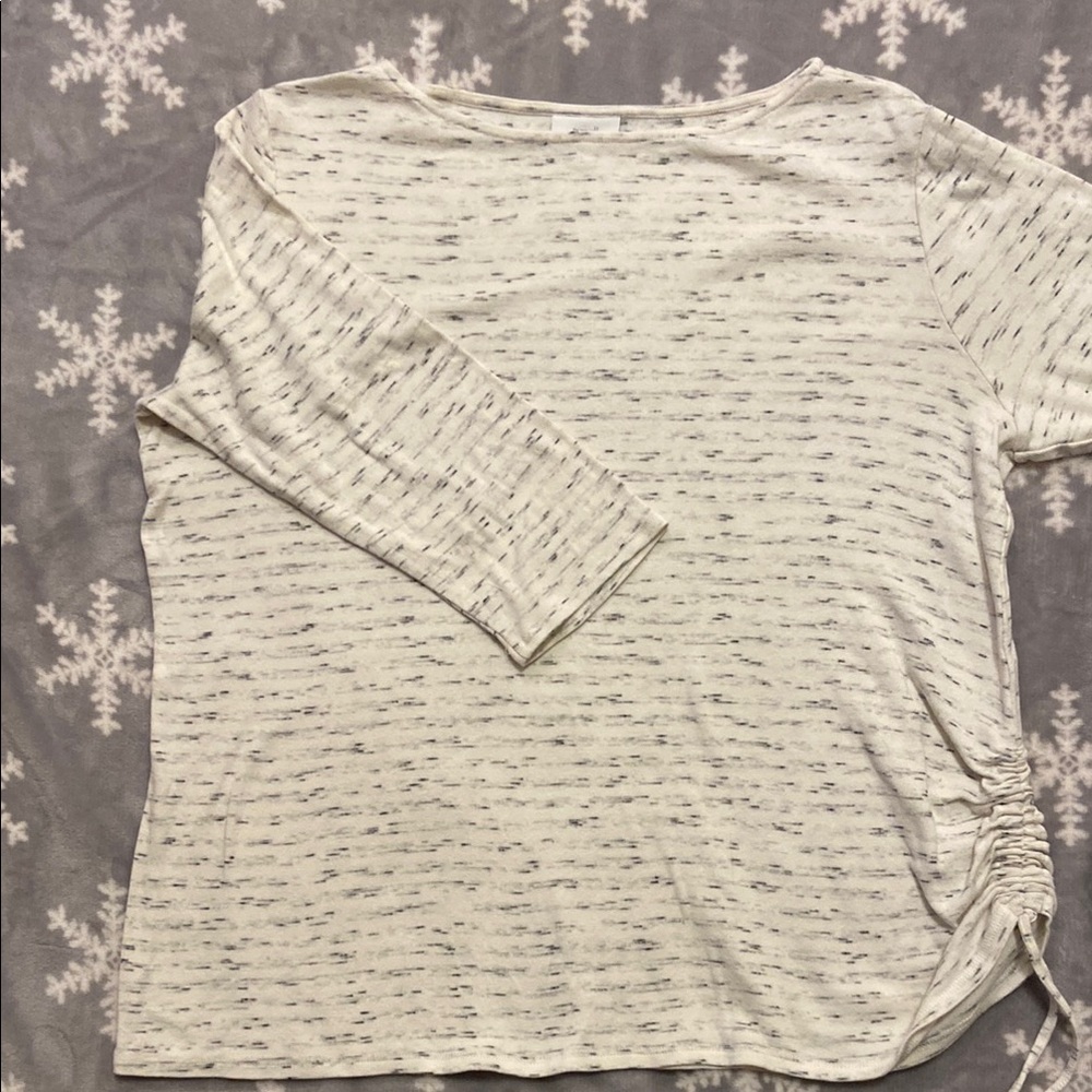 J. Jill Cream Ruched Long Sleeve Top